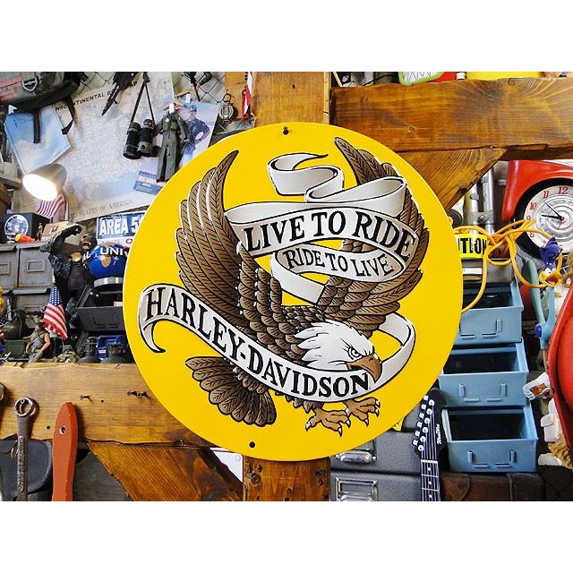 ハーレーダビッドソン　エンボス　ティンサイン　（ハーレーイーグル　ラウンド）　アメリカン雑貨 アメリカ雑貨 | Harley Davidson