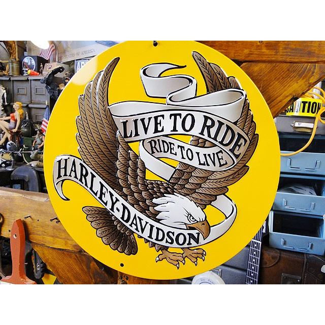 ハーレーダビッドソン　エンボス　ティンサイン　（ハーレーイーグル　ラウンド）　アメリカン雑貨 アメリカ雑貨 | Harley Davidson | 01