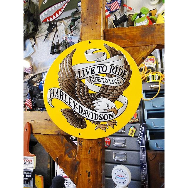 ハーレーダビッドソン　エンボス　ティンサイン　（ハーレーイーグル　ラウンド）　アメリカン雑貨 アメリカ雑貨 | Harley Davidson | 02