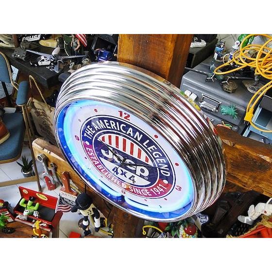 【即納】【在庫あり】　ガレージネオンクロック　（ジープ）　アメリカン雑貨 アメリカ雑貨 |  | 01