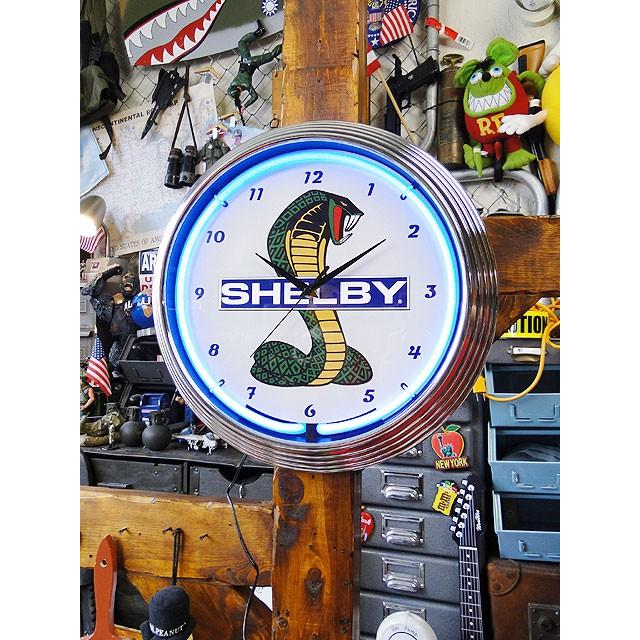 即納】【在庫あり】 ガレージネオンクロック （シェルビー） アメリカ
