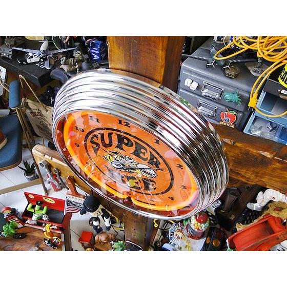 【即納】【在庫あり】　ガレージネオンクロック　（スーパービー）　アメリカン雑貨 アメリカ雑貨 |  | 01