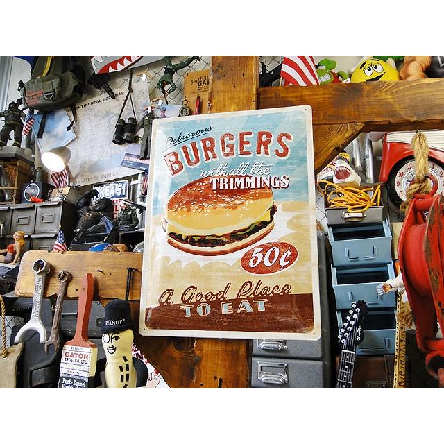 ハンバーガー　エンボス　ティンサインL　アメリカ雑貨　アメリカン雑貨 |  | 03