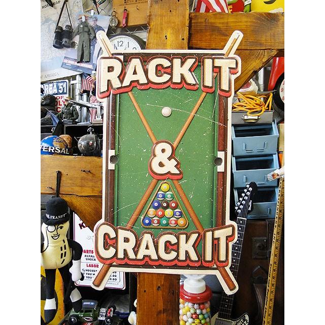 ビリヤード ブリキ看板 RACK IT CRACK □ アメリカ雑貨 アメリカン雑貨