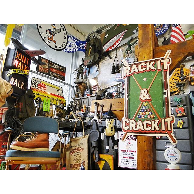 ビリヤード ブリキ看板 RACK IT CRACK □ アメリカ雑貨 アメリカン雑貨