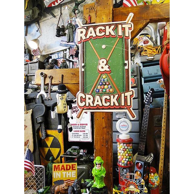 ビリヤード ブリキ看板 RACK IT CRACK □ アメリカ雑貨 アメリカン雑貨 