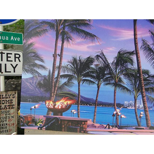 ハワイアン　キャンバスアート　（ラムファイヤー＆ダイヤモンドヘッド/LEDライト付き）　栗山義勝　アメリカ雑貨　アメリカン雑 |  | 01