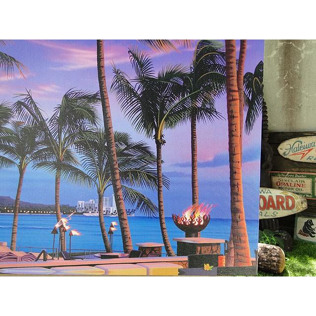 ハワイアン　キャンバスアート　（ラムファイヤー＆ダイヤモンドヘッド/LEDライト付き）　栗山義勝　アメリカ雑貨　アメリカン雑 |  | 02