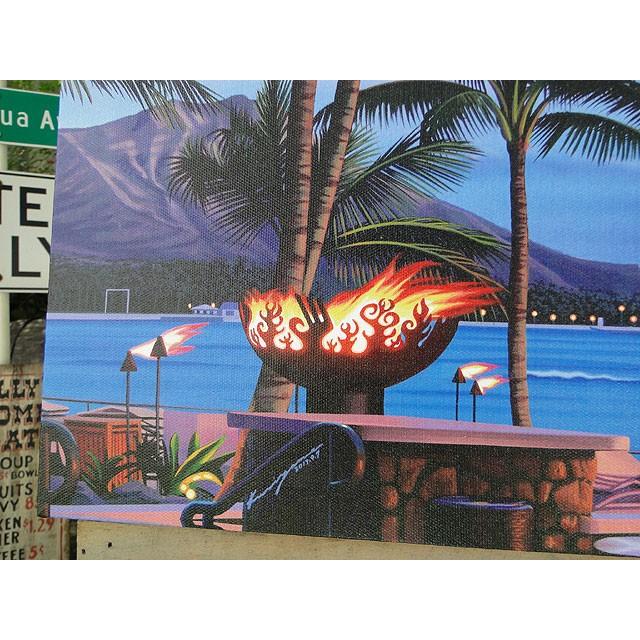 ハワイアン　キャンバスアート　（ラムファイヤー＆ダイヤモンドヘッド/LEDライト付き）　栗山義勝　アメリカ雑貨　アメリカン雑 |  | 03