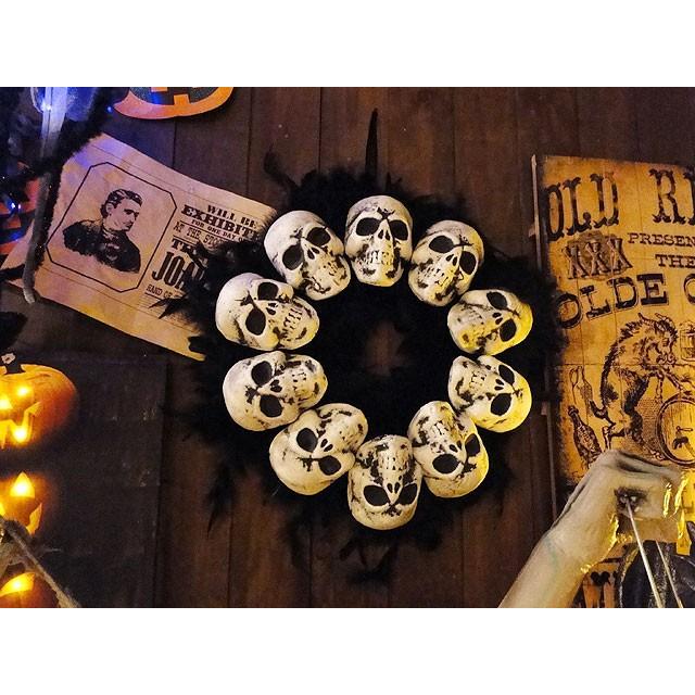 【即納】【在庫あり】 スカルファーリース　■ アメリカ雑貨　パーティー 飾り　店舗装飾 ハロウィン 飾り | 