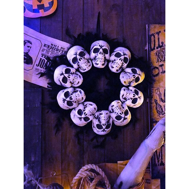 【即納】【在庫あり】 スカルファーリース　■ アメリカ雑貨　パーティー 飾り　店舗装飾 ハロウィン 飾り |  | 05