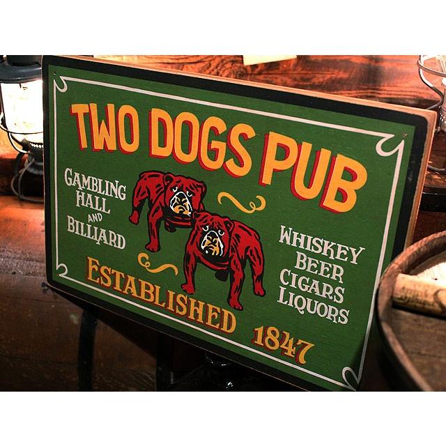 ツードッグス　パブ　木製看板 ■ アメリカン雑貨 アメリカ雑貨 ウッドサイン |  | 04