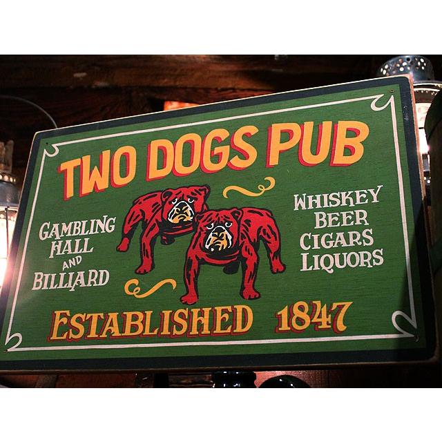 ツードッグス　パブ　木製看板 ■ アメリカン雑貨 アメリカ雑貨 ウッドサイン |  | 05