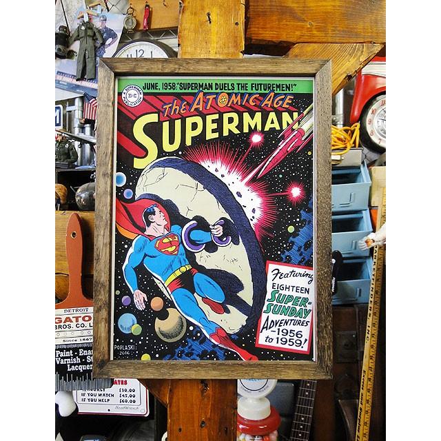 ポスターフレーム スーパーマン ☆送料無料☆ 当日発送可能 1958年コミック 新着セール アメリカ雑貨 アメリカン雑貨