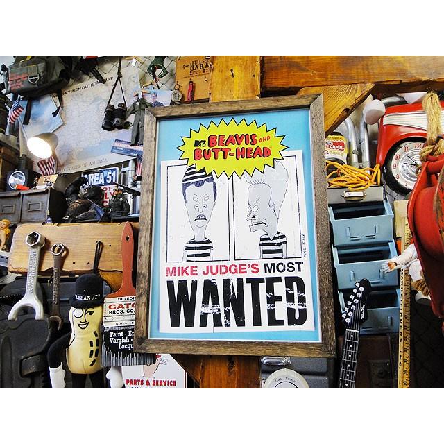 ポスターフレーム （ビーバス＆バットヘッド/ウォンテッド/モノクロ