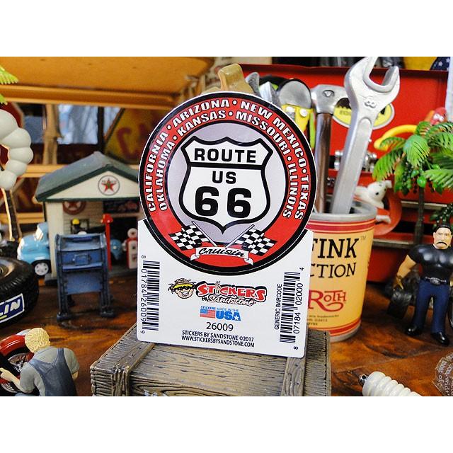 ルート66　ステッカー　Sサイズ　（チェッカーフラッグ/ラウンド）　アメリカン雑貨　アメリカ雑貨 | 