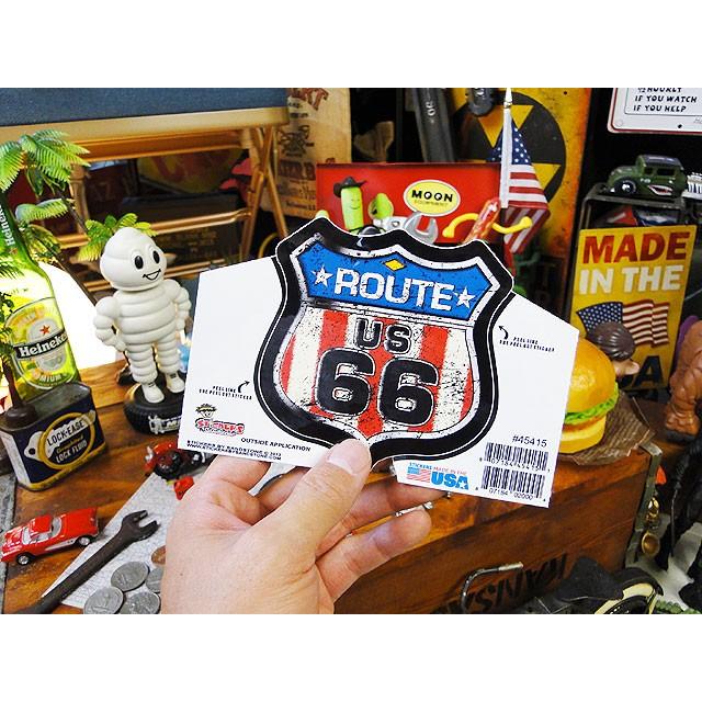 ルート66のステッカー Lサイズ(星条旗/シールドシェイプ) アメリカ雑貨 アメリカン雑貨|candytower|02