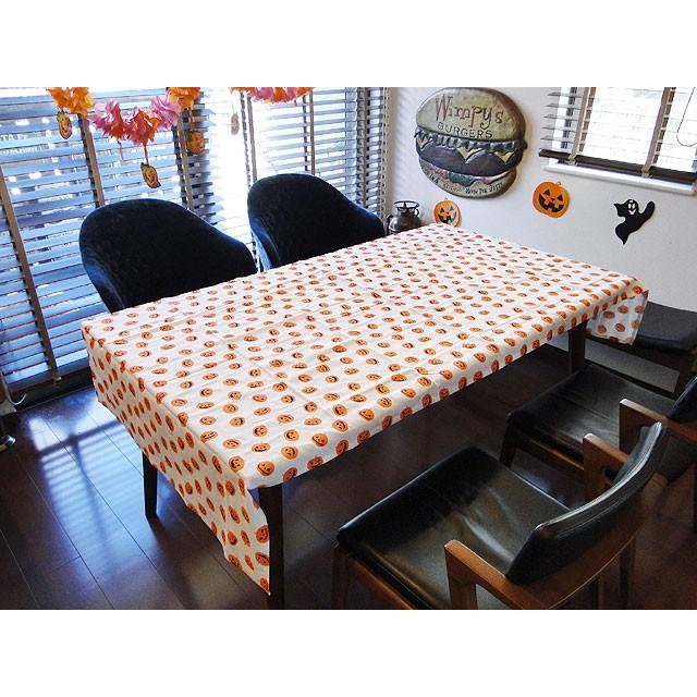【即納】【在庫あり】ハロウィン　パンプキンテーブルクロス　200cm×90cm　（ホワイト）　■　パーティー　飾り　アメリカ雑貨　店舗装飾 |  | 01