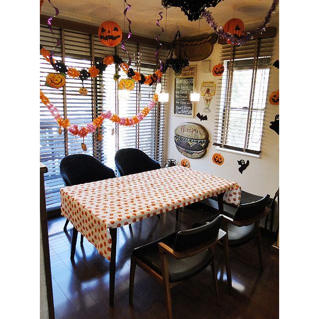 【即納】【在庫あり】ハロウィン　パンプキンテーブルクロス　200cm×90cm　（ホワイト）　■　パーティー　飾り　アメリカ雑貨　店舗装飾 |  | 03