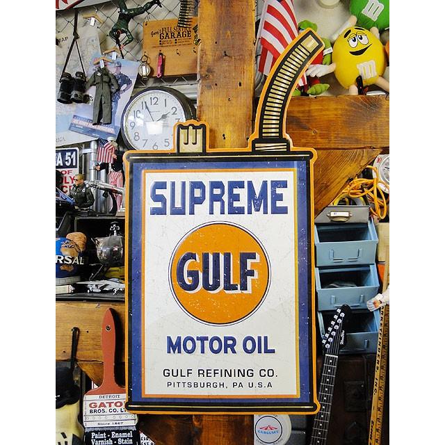 ガルフ　オイル缶型エンボスティンサイン　（シュプリーム）　アメリカ雑貨　アメリカン雑貨 | 
