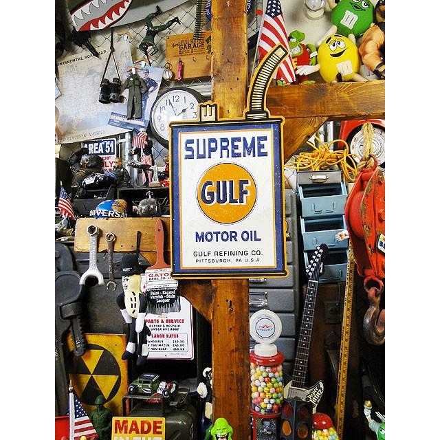 ガルフ　オイル缶型エンボスティンサイン　（シュプリーム）　アメリカ雑貨　アメリカン雑貨 |  | 04