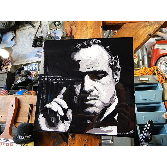 映画　ゴッドファーザー　ドン・ヴィトー・コルレオーネ　ポップアートフレーム　（モノクロ）　■　アメリカン雑貨　アメリカ雑貨　パネル | 