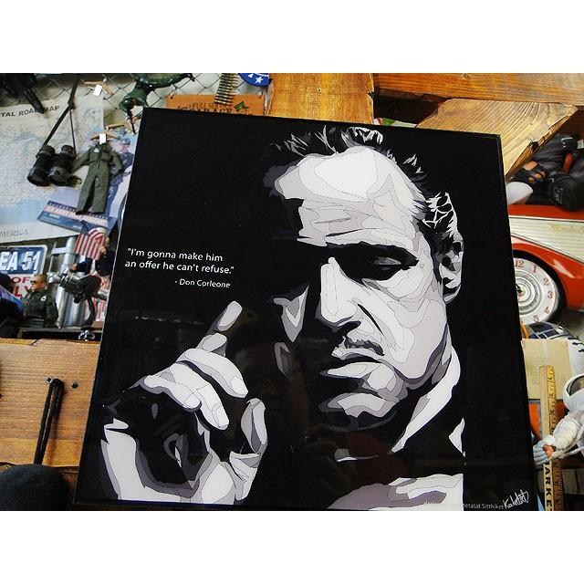 映画　ゴッドファーザー　ドン・ヴィトー・コルレオーネ　ポップアートフレーム　（モノクロ）　■　アメリカン雑貨　アメリカ雑貨　パネル |  | 02