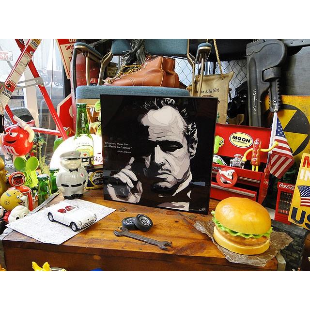 映画　ゴッドファーザー　ドン・ヴィトー・コルレオーネ　ポップアートフレーム　（モノクロ）　■　アメリカン雑貨　アメリカ雑貨　パネル |  | 07