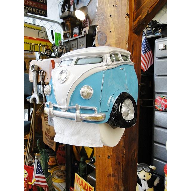 クラシックカー　トイレットペーパーホルダー　（ワーゲンバス・ブルー）　アメリカン雑貨　アメリカ雑貨 爆買 | 