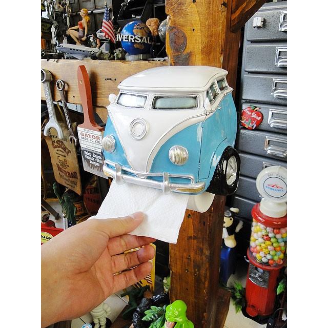 クラシックカー　トイレットペーパーホルダー　（ワーゲンバス・ブルー）　アメリカン雑貨　アメリカ雑貨 爆買 |  | 05