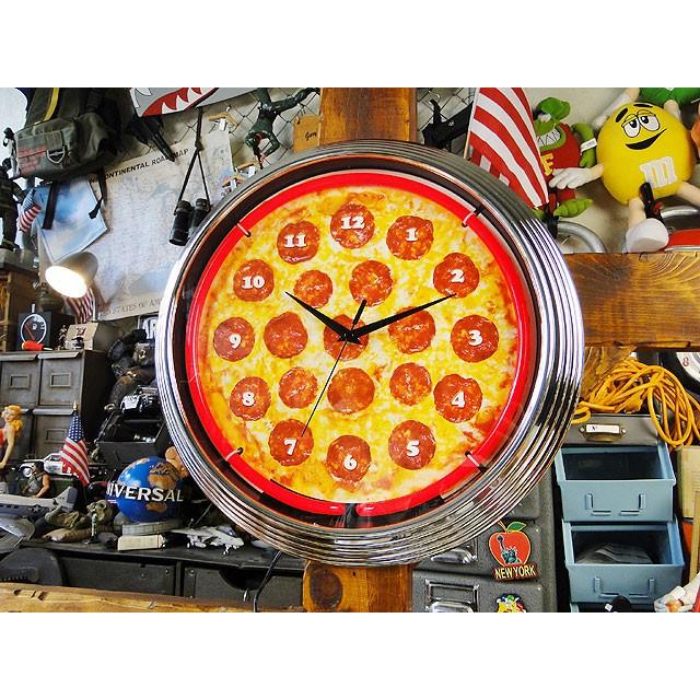 ガレージネオンクロック　（チーズピザ）　アメリカ雑貨　アメリカン雑貨 | 