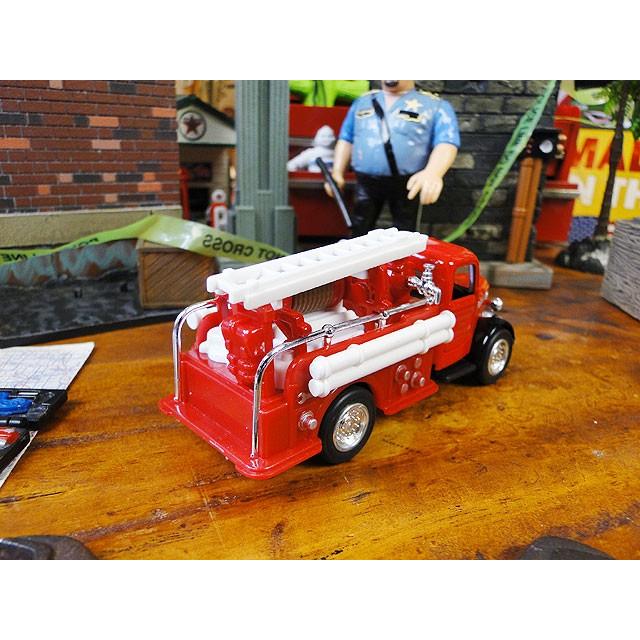 昔の消防車 ファイヤートラック ミニカー （レッド×シルバー