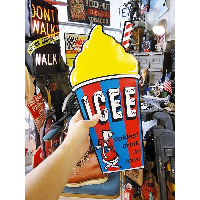 ICEE　アイシーフローズンカップ　エンボスティンサイン　（イエロー）　■　アメリカン雑貨　アメリカ雑貨 |  | 07