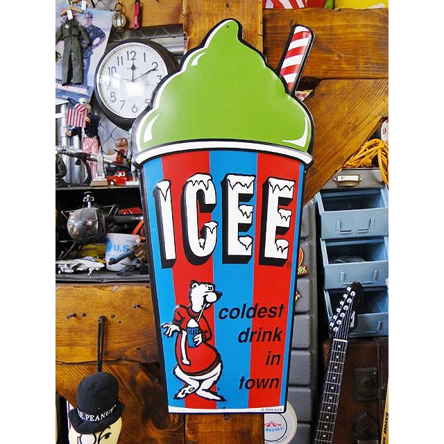 ICEE　アイシーフローズンカップ　エンボスティンサイン　（グリーン）　■　アメリカン雑貨　アメリカ雑貨 | 