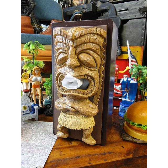 ティキ　ティッシュカバー　（ライトブラウン）　■　アメリカン雑貨　アメリカ雑貨　ティッシュBOX　ハワイ |  | 05