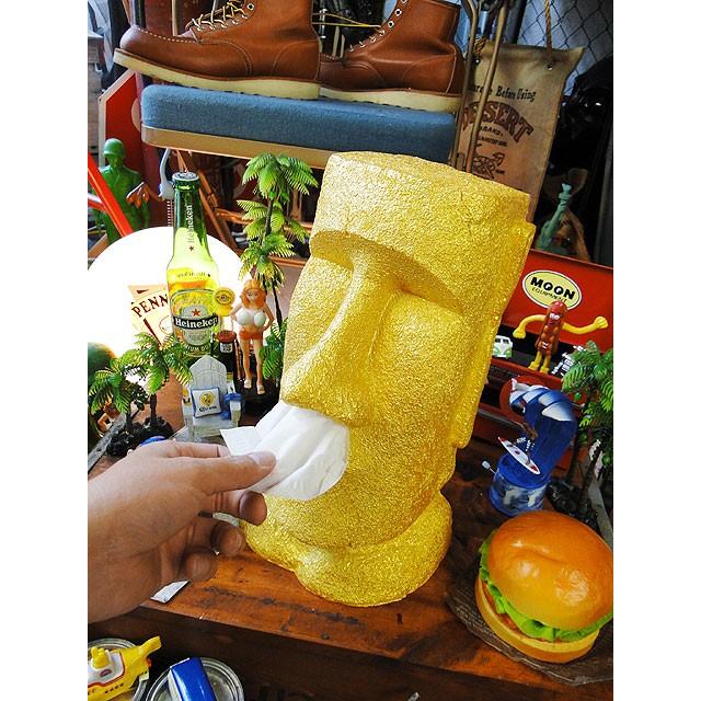 ゴールドモアイ ティッシュスタンド □ アメリカン雑貨 アメリカ雑貨