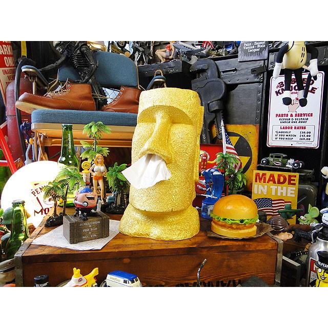 ゴールドモアイ ティッシュスタンド □ アメリカン雑貨 アメリカ雑貨