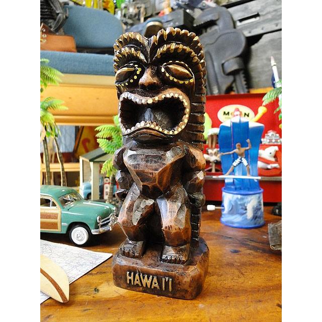 ハワイの神様ティキ レジン製オブジェ Mサイズ （ウィナー/ダーク