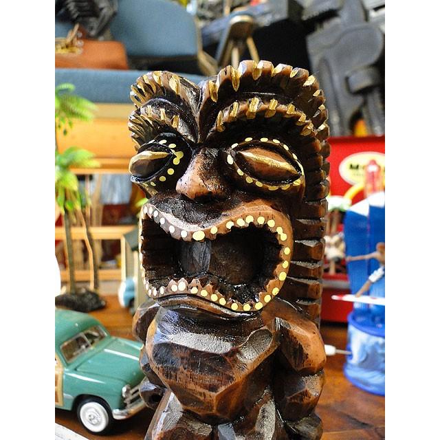 ハワイの神様ティキ レジン製オブジェ Mサイズ （ウィナー/ダーク