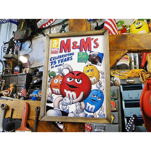 ポスターフレーム （m&m's/5+1メンバー75周年） ポスター＆木製