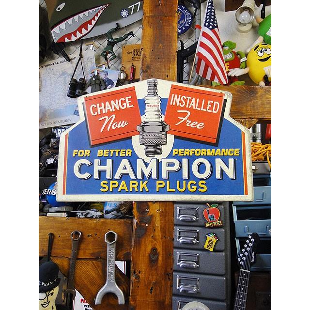 チャンピオン　エンボスティンサイン　（ヴィンテージアド）　■　アメリカン雑貨　アメリカ雑貨　看板 |  | 06