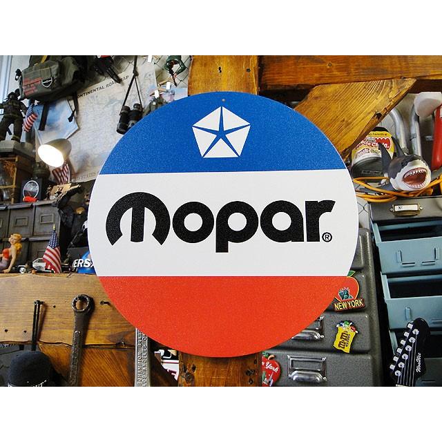 モパー　ラウンド型　ブリキ看板　（トリコロールライン）　■　アメリカン雑貨　アメリカ雑貨 | 