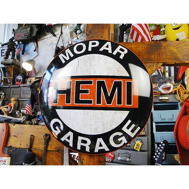 HEMI　モパーガレージ　ドームサイン　■ アメリカン雑貨 アメリカ雑貨 看板 ティンサイン | 