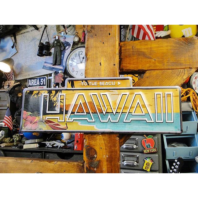 ワイキキビーチ　ハワイアン　エンボスティンサイン　■ アメリカン雑貨 アメリカ雑貨 | 