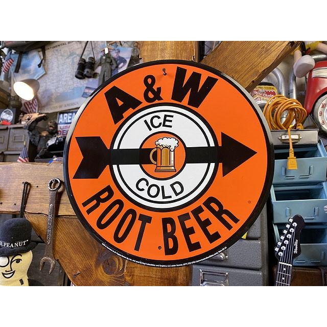 A&W　ルートビアーのラウンド型　ブリキ看板　■ アメリカン雑貨 アメリカ雑貨 | 
