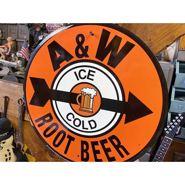 A&W　ルートビアーのラウンド型　ブリキ看板　■ アメリカン雑貨 アメリカ雑貨 |  | 01