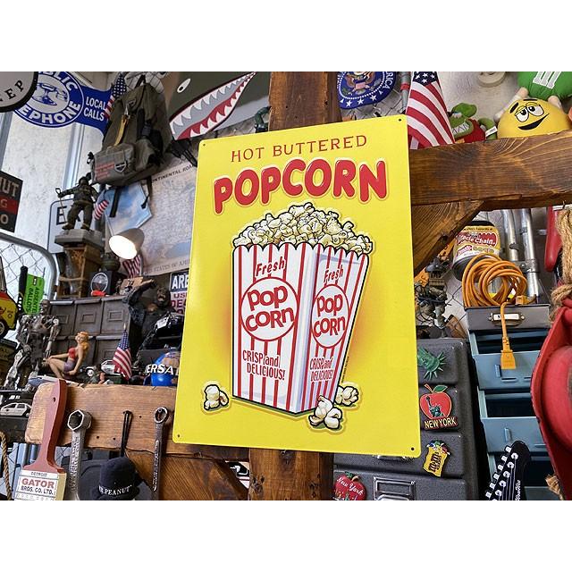 ポップコーン ブリキ看板 （クリスプ＆デリシャス） □ アメリカン雑貨