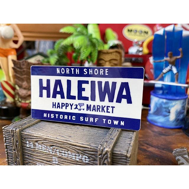 ハレイワ　ハッピーマーケットステッカー　Mサイズ　（059/ホワイト×ネイビー）　■　アメリカン雑貨　アメリカ雑貨 爆買 | 