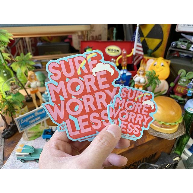 ハレイワ　ハッピーマーケットステッカー　Lサイズ　（102/SURF MORE WORRY LESS）　■　アメリカン雑貨　アメリカ雑貨 |  | 03