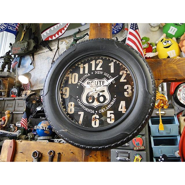 ルート66　タイヤクロック ■ アメリカン雑貨 アメリカ雑貨 壁掛時計 | 